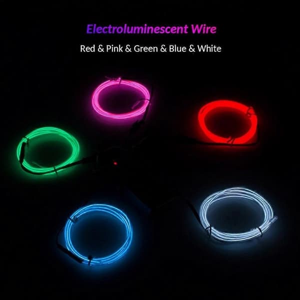 Neon LED-lys Glød EL-ledning Strip Tau Rør Dekor Bilfest + Kontroller
