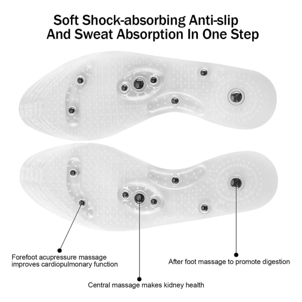 1 par Gel Akupressur Magnetiske Indlægssåler/Indlæg til Fod/Fødder