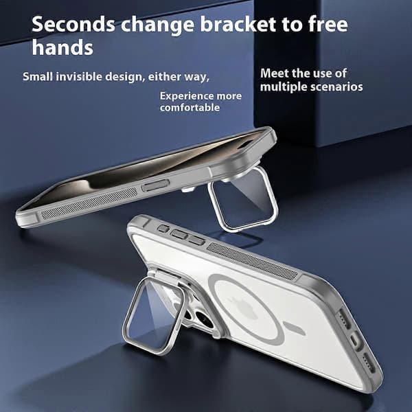 För iPhone 16 Pro Max Kompatibel med MagSafe Linsskydd Kickstand Matt Baksida