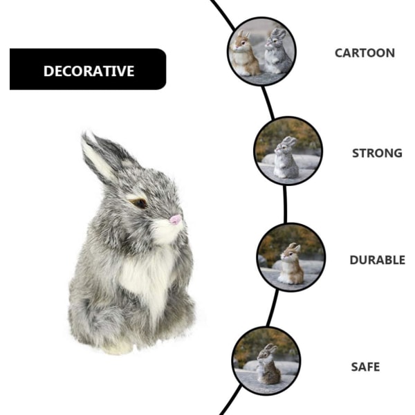 2 stk. naturtro 2 stk. påskehare mini realistisk imiteret pels kaninmodel