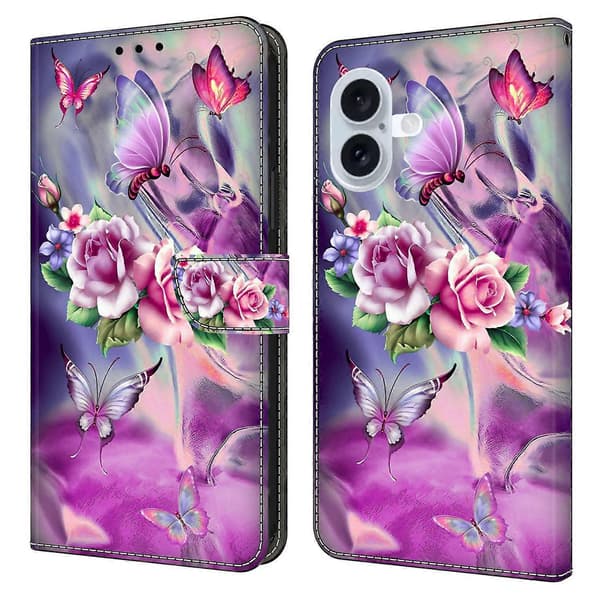 För iPhone 17 Fodral 3D Mönster PU Läder Plånboksfodral med Stativ A