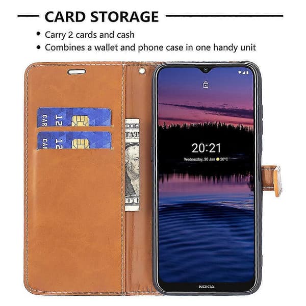 Telefonfodral Vikbart läderfodral för Nokia G20/g10 svarta jeans