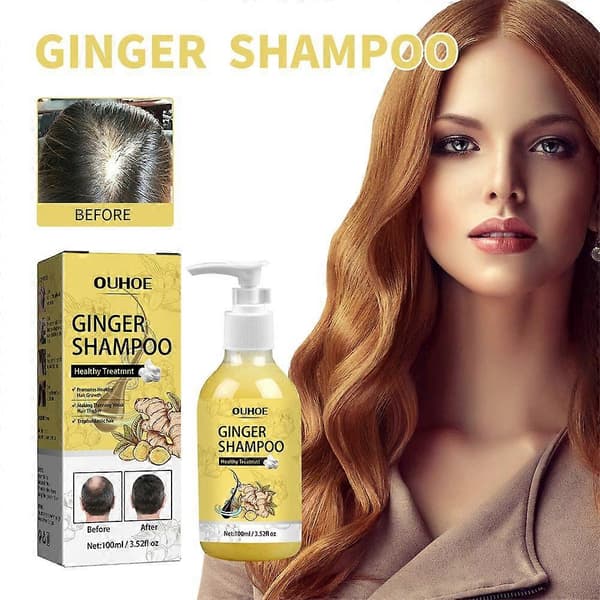 Ingefær Hårvækst Shampoo, Ingefær Reparationsshampoo, Ingefær Shampoo, Anti Hårtab Ingefær Shampoo (3 stk.)