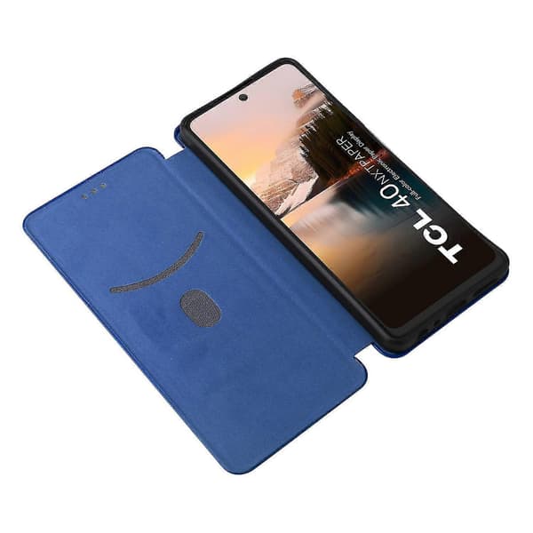 För Tcl 40 Nxtpaper Läderfodral Kortplatser Telefonfodral Magnetisk Stängning (Blå)