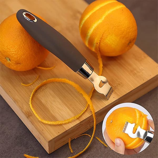 Citronskræller i rustfrit stål Multifunktionel appelsin citrusfrugtrivejern A