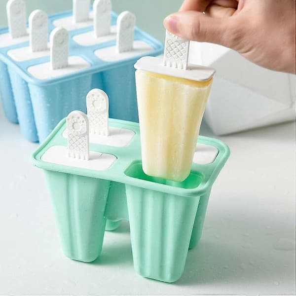 Popsicleformssæt, 4 stk. genanvendelige popsicleforme, nem frigivelse af ispindemaskine A