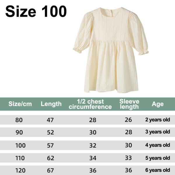 Toddler Baby Girls Puff Sleeve Round Neck Pleated Casual Dress,