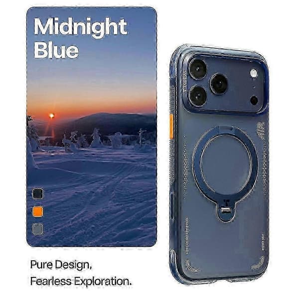 Kompatibel med iPhone 17 Pro Max Magnetiskt Fodral Stöd TPU PC Telefon Baksida miao4 (Blå)