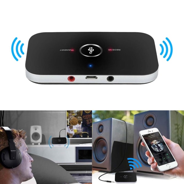 Bluetooth äänisovitin Bluetooth 4.1 lähetin ja vastaanotin, 2-in-1 3,5 mm langaton audiosovitin autosarja televisioon/stereojärjestelmään, kuulokkeet,