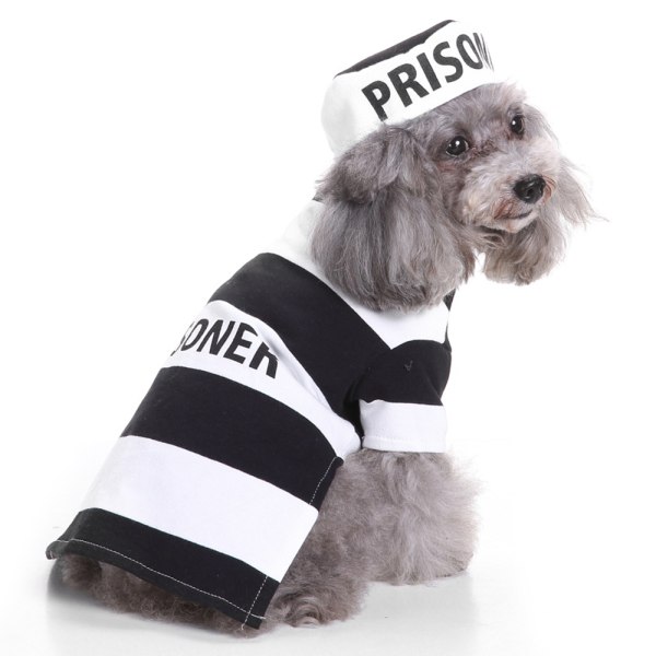 Lemmikkien vaatteet Koiran vangin kirkastusmekko, mustavalkoinen