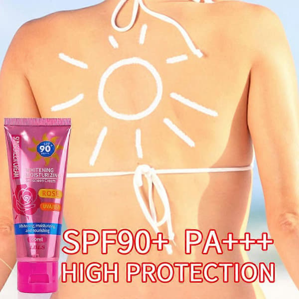 Rose Solcreme SPF90+ Vandtæt UVA UVB Beskyttelse til Mænd Kvinder Daglig Brug A