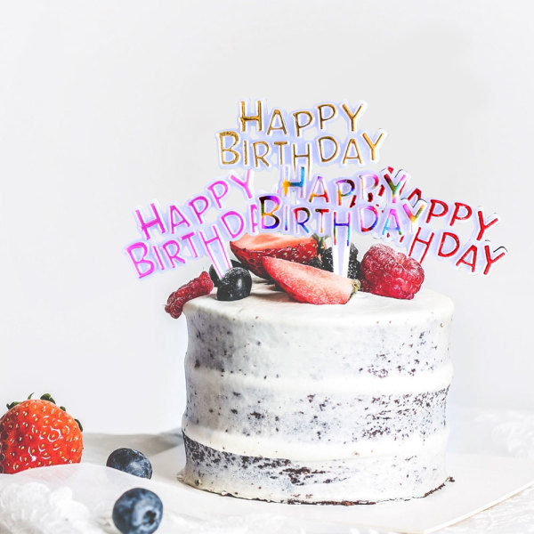 Farverige tillykke med fødselsdagen Cupcake Toppers, til festdessert