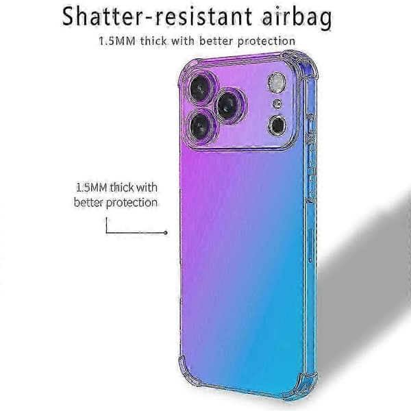 For iPhone 17 Pro-deksel Gradientfarge TPU-telefondeksel Anti-fall telefondeksel - Blå Rosa m A