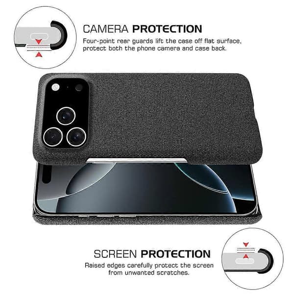 Kompatibel med iPhone 17 Pro Mobilskal Tygtextur Anti-Rep Skyddande PC Baksida A