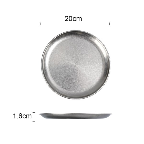 Stainless Steel Plates Set of 2 Metal Dinner Plates Snack