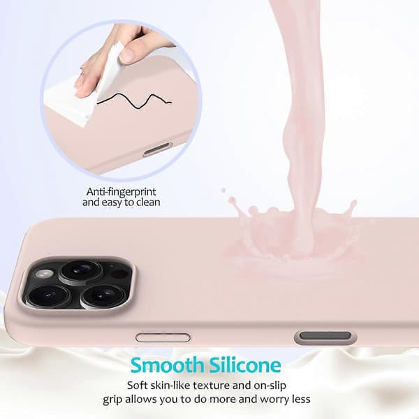 För iPhone 16 Pro Skal Stötsäkert Flytande Silikon Mjukt Foder Telefonfodral