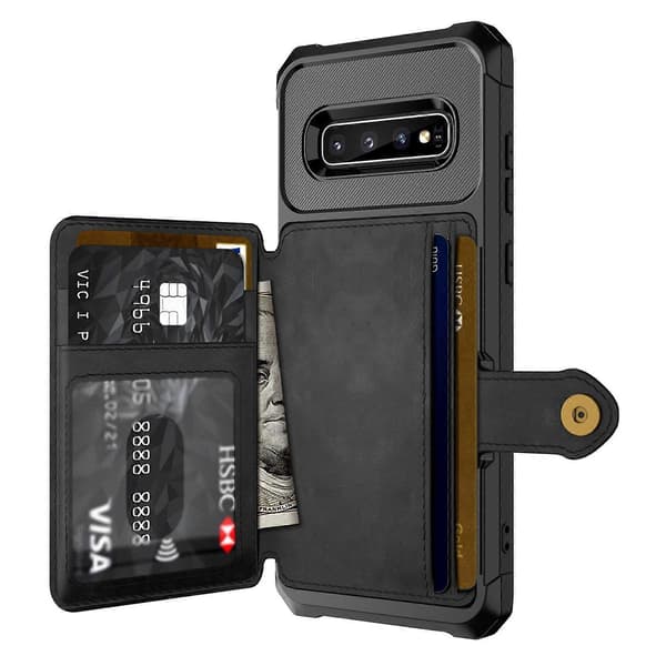 För Samsung Galaxy S10+ Magnetisk Plånbokskortväska Läderfodral