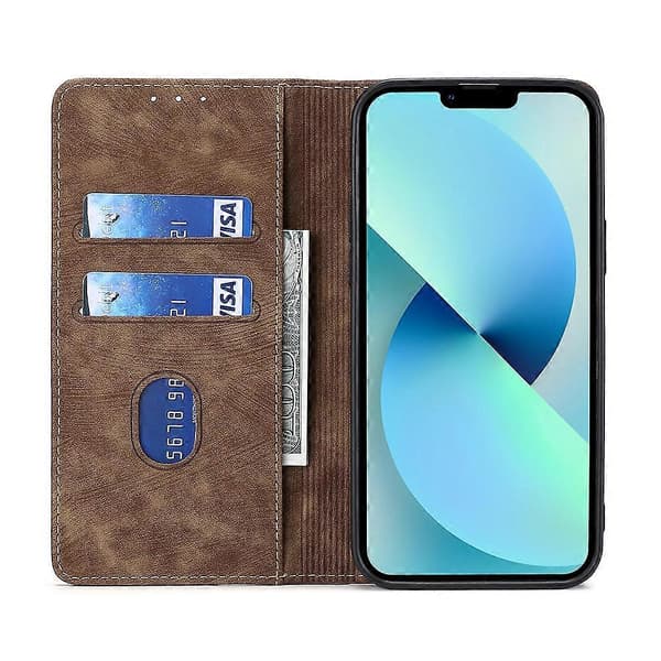 För Samsung Galaxy S21 FE 5GRFID Stöldskyddsborste Magnetiskt LäderfodralBrun