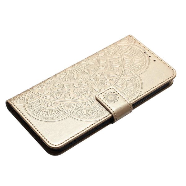 Til iPhone 13 Pro Max 6,7 tommer etui læderkortholder telefoncover med Mandala Blomsterdesign A