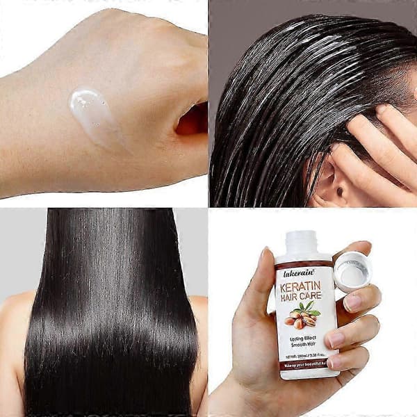 Keratin hårrettingskrem, hjemmebehandling for krusete hår og utjevning, 100ml_d A