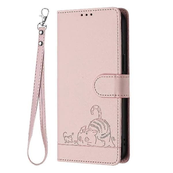 Etui til Samsung Galaxy Note 20 kortholder kickstand pung flip cover kat RFID-pink