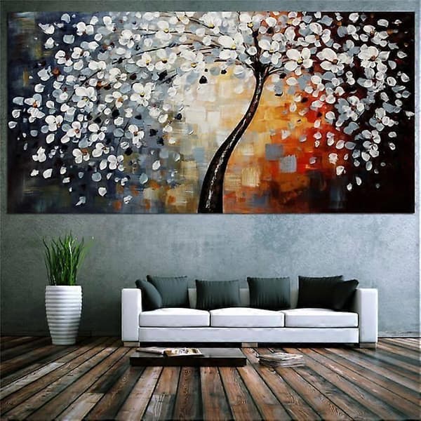 TEMPSA Oljemålning Blomträd Canvas Abstrakt Modern Hemväggdekor A