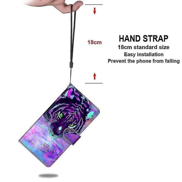 Etui til iPhone 12 Pro Malet Flip Cover Magnetisk Lukning Tiger A