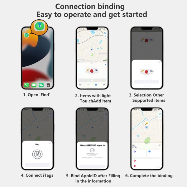 Key Finder, fungerar med Apple Find My (endast iOS), utbytbart bat