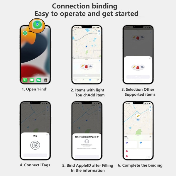 Nyckelfinnare, fungerar med Apple Hitta (endast iOS), utbytbar Bat
