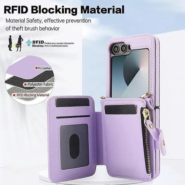 Crossbody Rhombus Plånboksväska Vikbart Telefonfodral med Rem för Samsung Galaxy Z Flip5