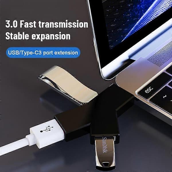RYRA USB 3.0 Hub USB 2.0 Mini Y-formet 3-I-1 USB-C Hub Multi USB Splitter Hub Brug