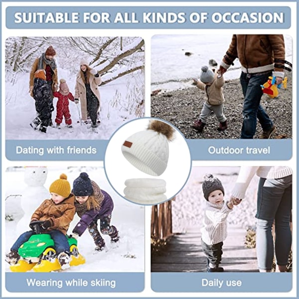 Slouchy Cable Knit Toddler Hat Baby Ski Cap til piger Drenge，og t