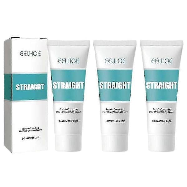 Permanent Håruträtningskräm med Proteinkorrigering - 3-pack A
