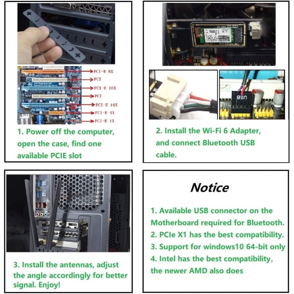 WiFi 6 AX3000 PCIe WiFi-kort til pc med BT 5.1, 802.11ax Dual