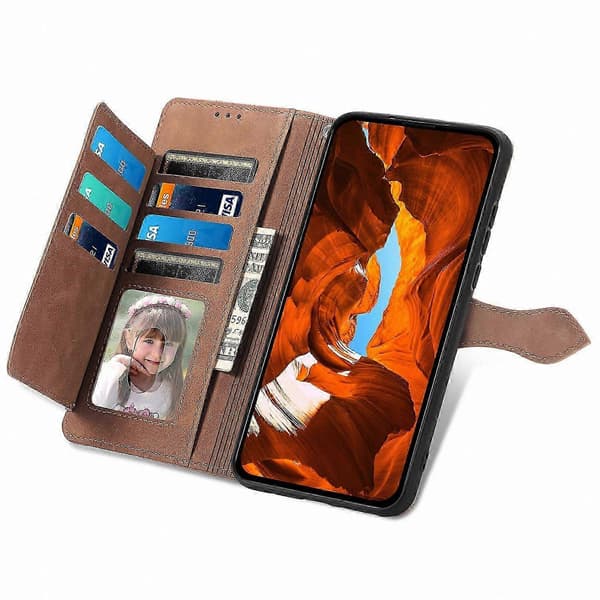 Blixtlåsplånbok PU-läder telefonfodral med blomdesign för Moto G35 5GStyle E