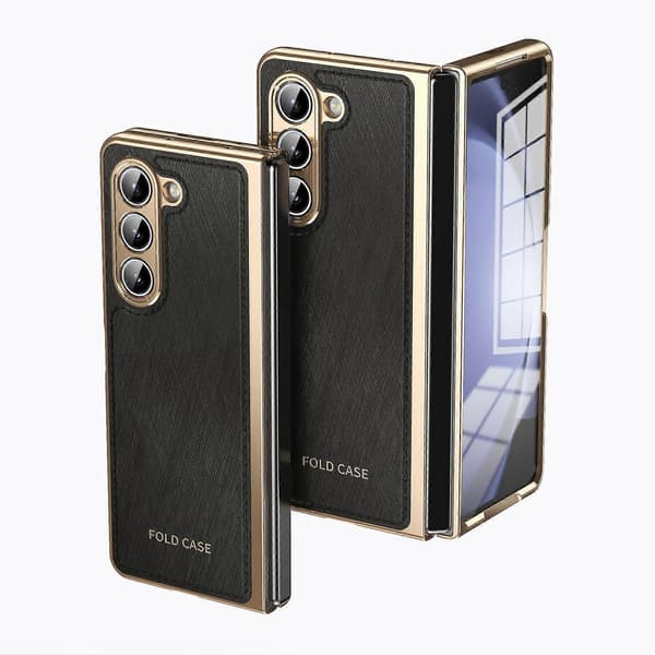 Integreret guldsølvbrokadebelægning telefoncoverSortTil Samsung Galaxy Z Fold5