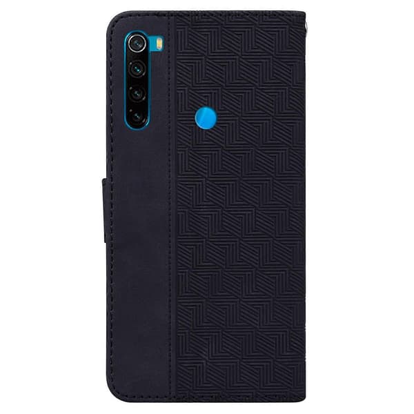För Xiaomi Redmi Note 8T Geometriskt präglat läderfodral Svart