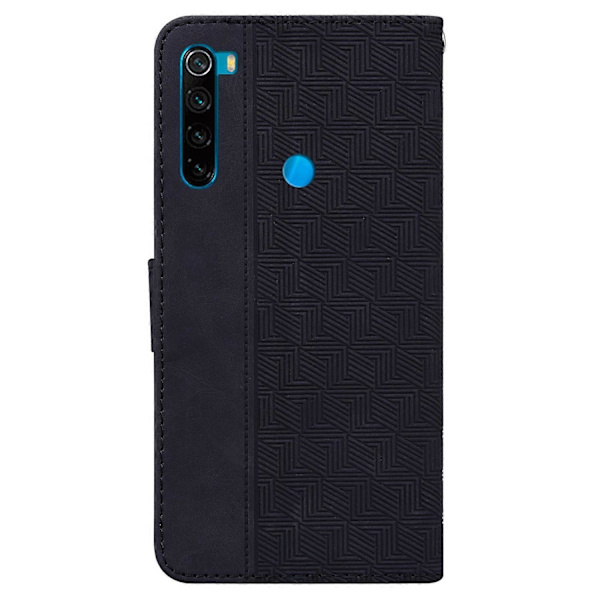 Til Xiaomi Redmi Note 8T Geometrisk præget lædertelefonetui Sort