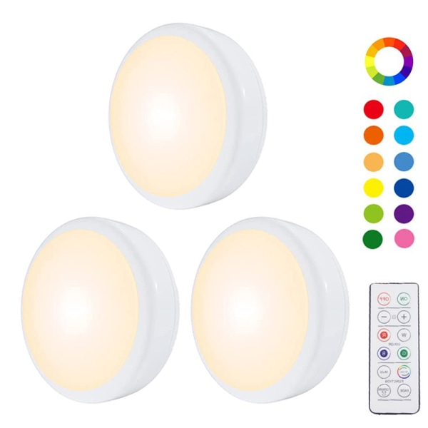 6pcs Night Light with 16 Colors Changeable LED Puck lightings