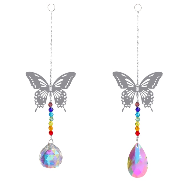 2-pack Crystal Chandelier Butterfly Rainbow Maker för fönster,