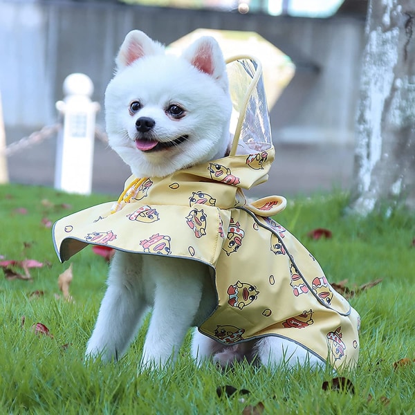 Reflekterende regnfrakke til hunde med justerbar hætte og krog og løkke,