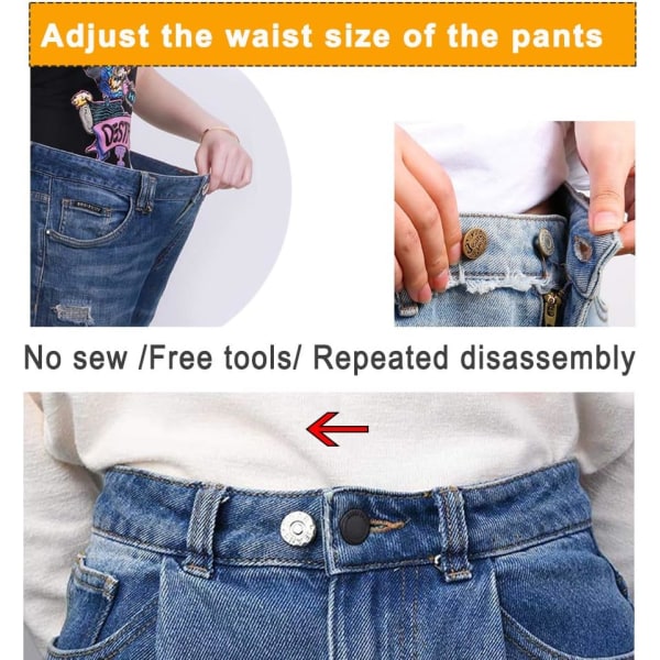 Knappnåler for jeans, uten søm og uten verktøy Instant Jean-knapp P