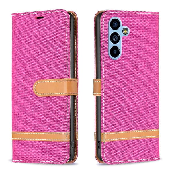 Til Samsung Galaxy A54 5G Farveblok Denim Tekstur Læder Telefoncover