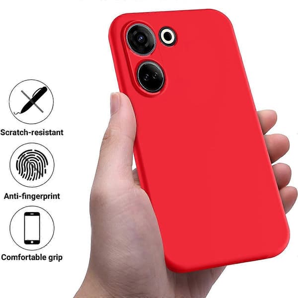 Rent flytande silikon stötsäkert telefonfodral rött för Tecno Camon 20 4G