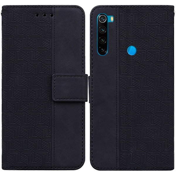 Til Xiaomi Redmi Note 8T Geometrisk præget lædertelefonetui Sort