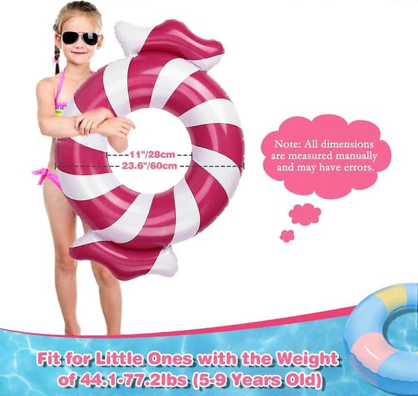 Uppblåsbara Godis Badringar, 2-pack Uppblåsbara Sommar Pool Flytringar Pool Flytleksaker för Barn, Badring för Sommar Utomhus Vattenfest Sjö Strand A