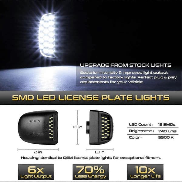 LED nummerpladelys til Chevrolet Silverado Vandtæt Super Lys Nem Installation Udskiftning A