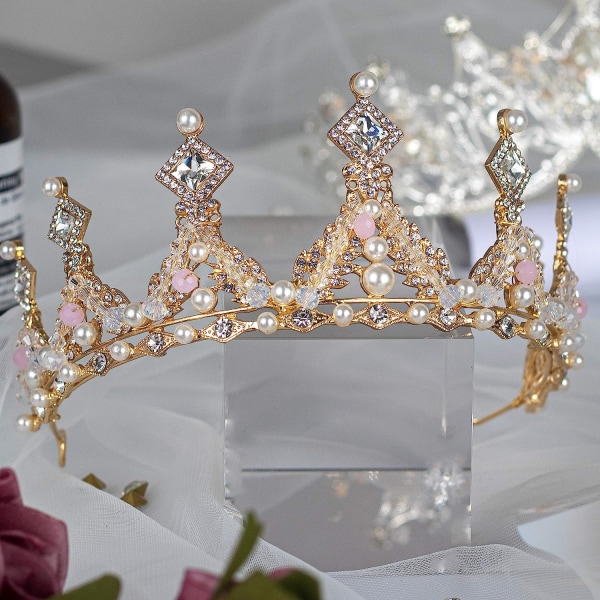Kristalliprinsessakruunu tytöille, kultaiset lapsen syntymäpäivätiarat