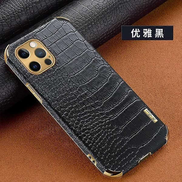 Etui til iPhone 13 Mini Sort Enkelt Etui PU Krokodillelæder Blød Ringholder Fuld Pakke No6834