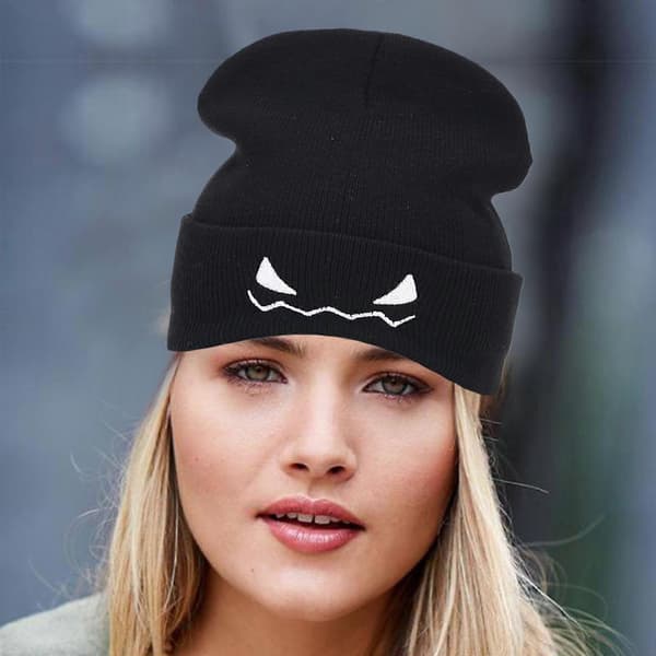Halloween Skull Cap Unisex Stickad Mössa Virkad Pumpa Fest Helg Vinter Varm Mössa Söt Spöktema orange A